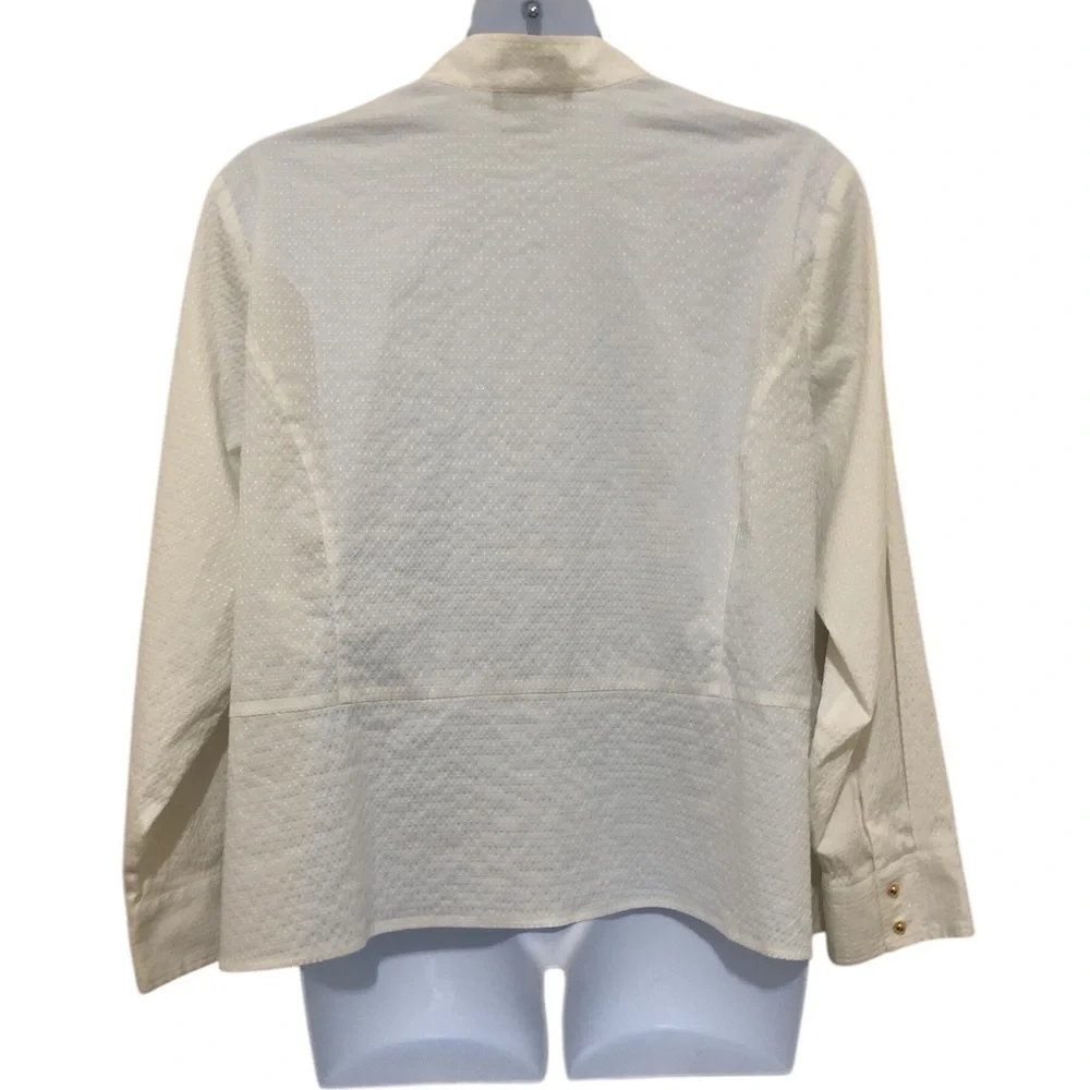 Jones New York Signature Women’s Pullover Blouse 3X White Stretch Gold Buttons - Picture 7 of 12